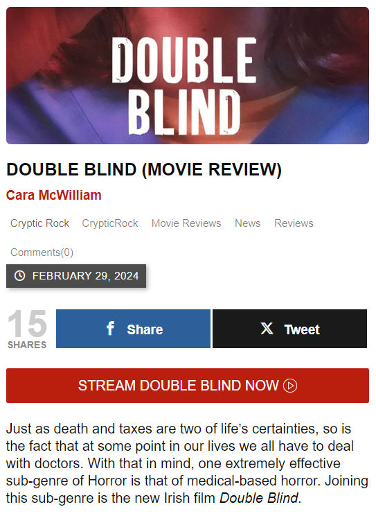 DOUBLE BLIND (MOVIE REVIEW)